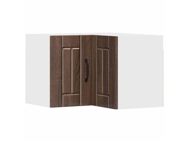 HKTMGDNG Wand-Eckschrank Brauneiche 57 x 57 x 40 cm Holzwerkstoff Kompakter Hängeschrank für die Küche mit 2 Türen und 2 Fächern, bietet Stabilität bis 60 kg Belastung.