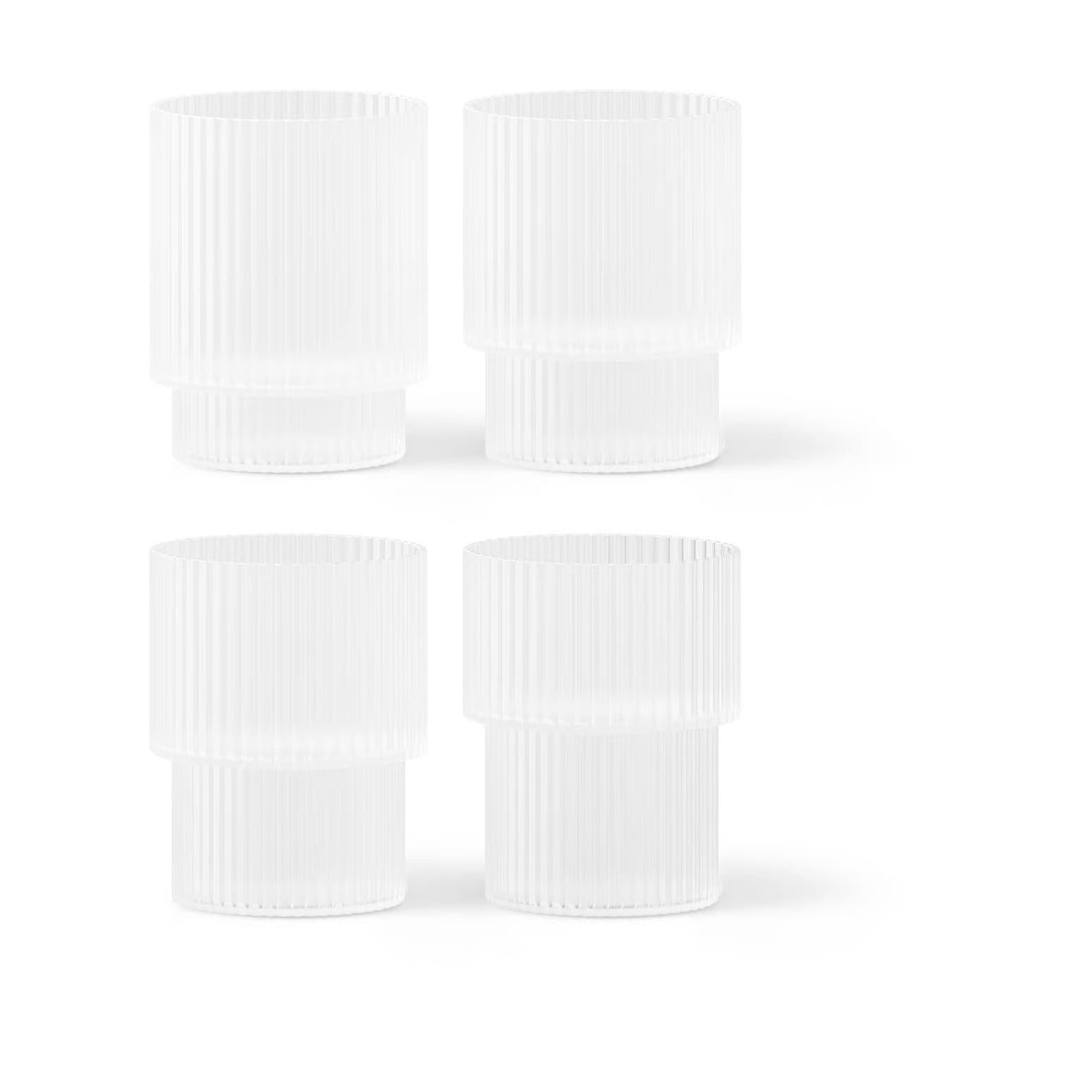 Ferm Living Ripple waterglazen 4-pack Frosted wit