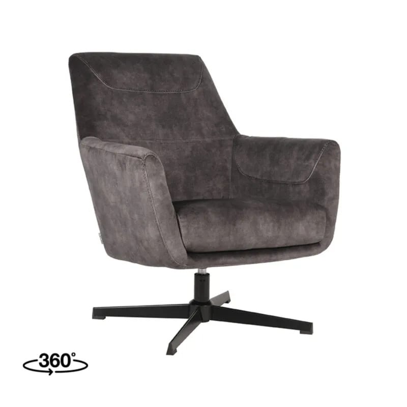Label51 Fauteuil Toby Antraciet Velvet