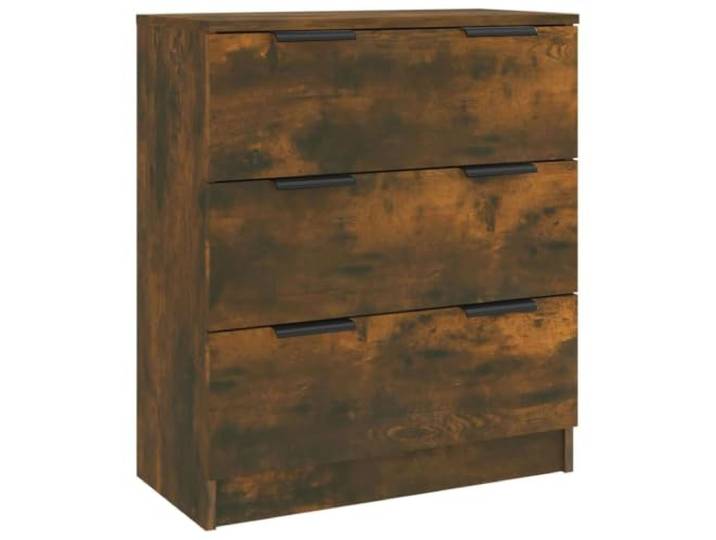 HGFDVCMR Sideboard Räuchereiche 60x30x70 cm Holzwerkstoff mit 3 Schubladen Kompakter Kommodenschrank für Flur und Wohnzimmer, bietet Struktur für Bücher, Dokumente und Dekoration.