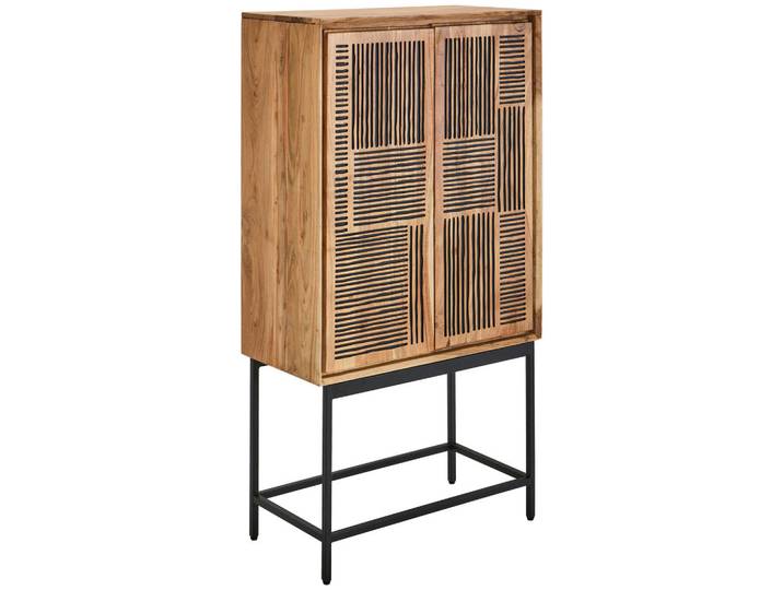 Livetastic Highboard, Schwarz, Akazie, Holz, Metall, Akazie, vollmassiv, Holz, 2 Fächer, 80x150x40 cm, stehend, Holzmöbel, Kleinmöbel Holz, Holzkommoden, Highboards Holz