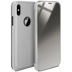 moex Clear View Cover für iPhone X – Spiegelnde klapp Hülle in Hochglanz Optik – Void Case