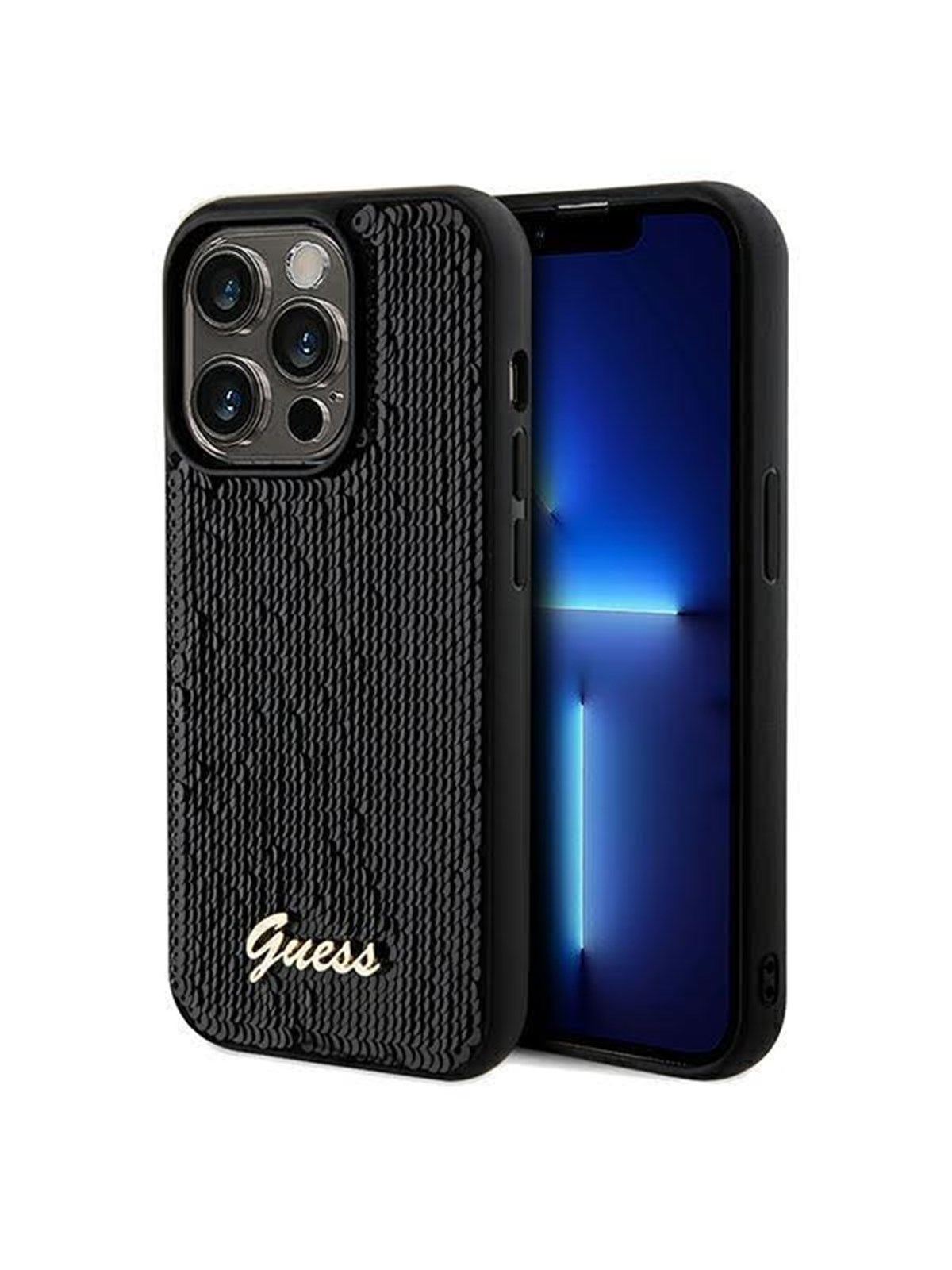 GUESS Sequin Script Metal case for iPhone 14 Pro - black