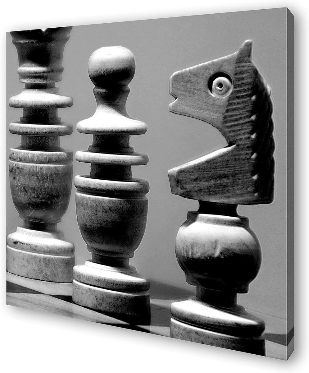 Canvas Schilderij Zwart Wit met Houten Frame - 40 x 40 cm