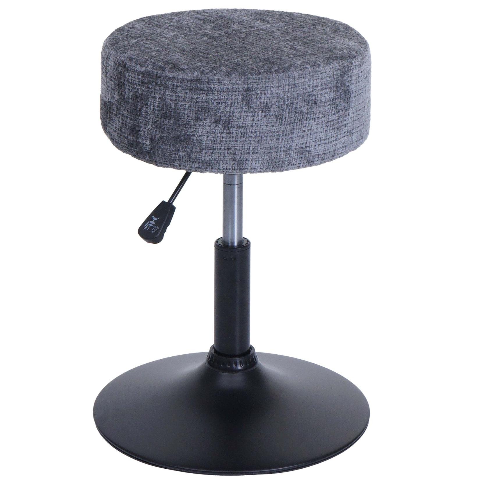 Hocker MCW-C22, Sitzhocker Schminkhocker, höhenverstellbar drehbar Ø 37cm Stoff Chenille (465g/m²) MVG ~ dunkelgrau