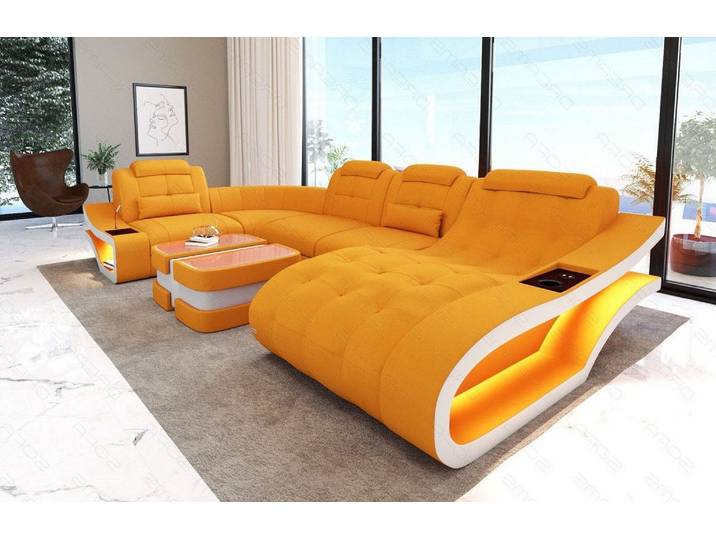 Stoff Wohnlandschaft Elegante U-Form