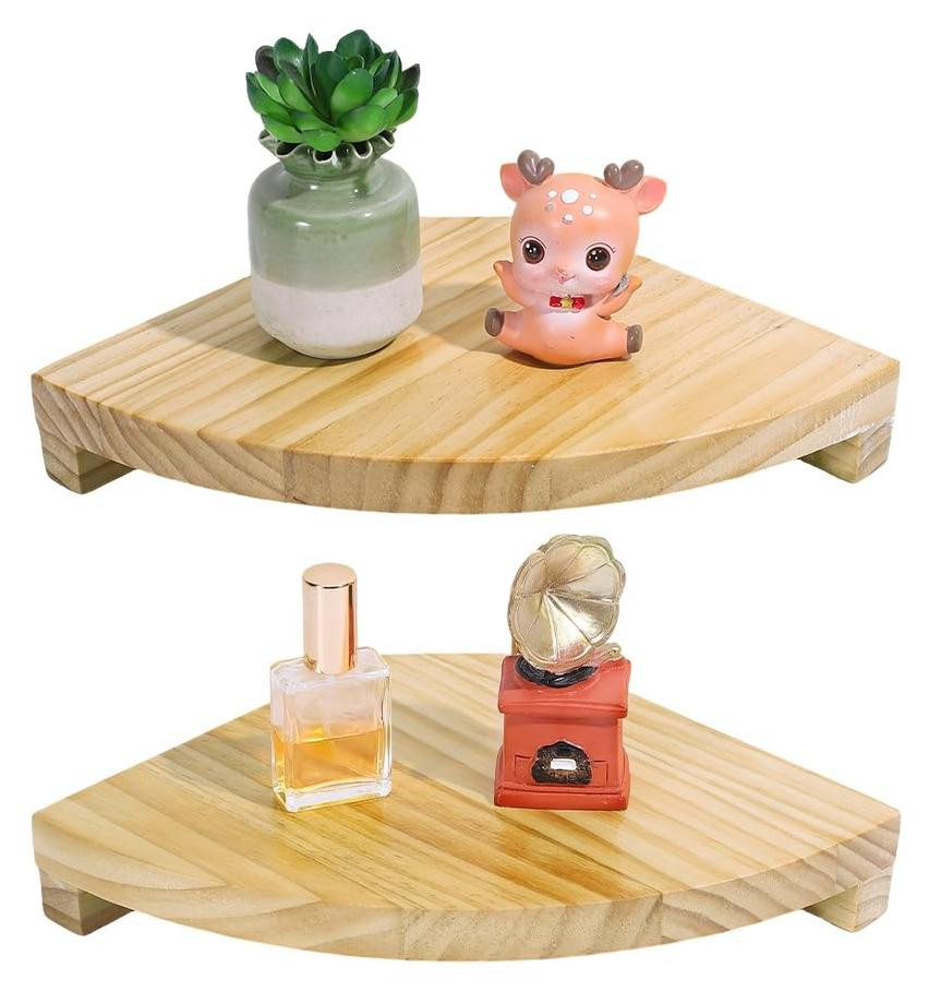 Dripio Set van 2 Zwevende Hoekwandplanken van Massief Hout