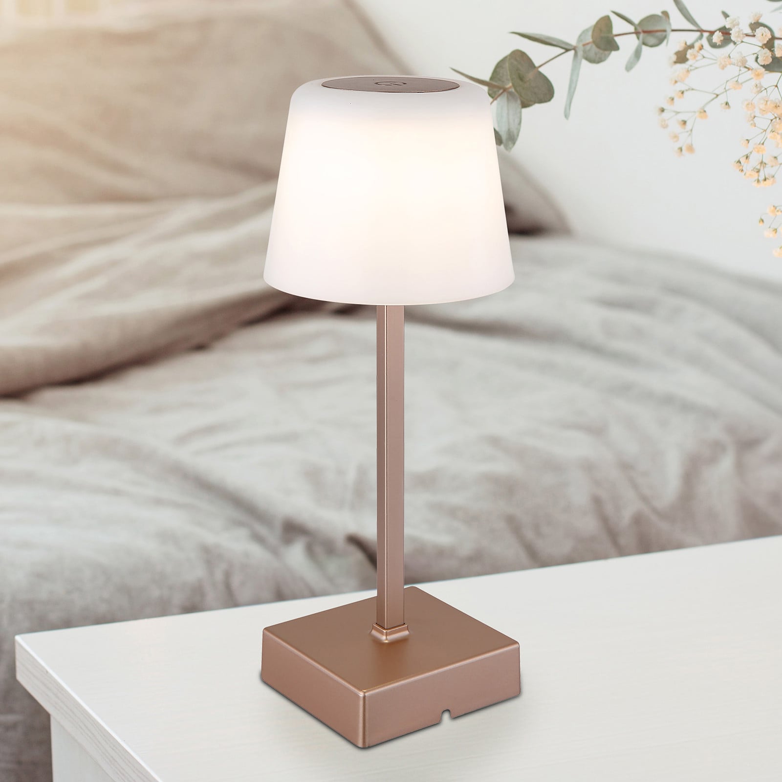 home24 LED-tafellamp goud/messing van gelakt aluminium en acrylglas, Ø 9 cm