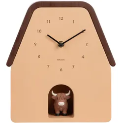 Karlsson, Wanduhr, Wanduhr „Highland Cow“ mit Kuckuck, lattebraun