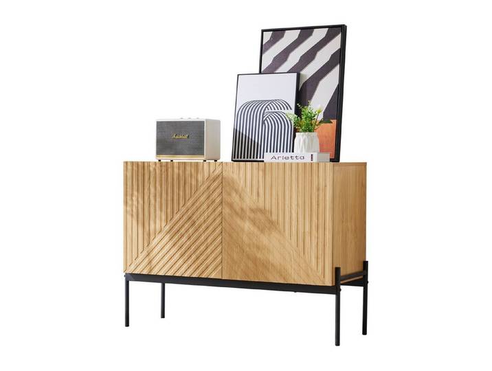 Odikalo Beistellschrank Anrichte Kommode Sideboard Türe Metallbeinen Wohnzimmer (H 75 cm / B 100 cm / T 40 cm)