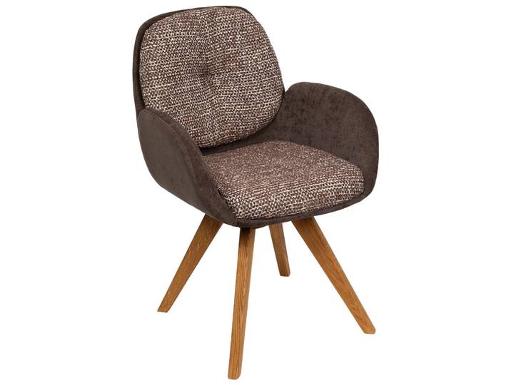 Linea Natura Armlehnstuhl, Braun, Eiche, Eiche, massiv, eckig, A-Form, 59x90x64 cm, automatische Rückholfunktion, Sitzfläche 320° drehbar, Esszimmer, Stühle, Esszimmerstühle, Armlehnenstühle