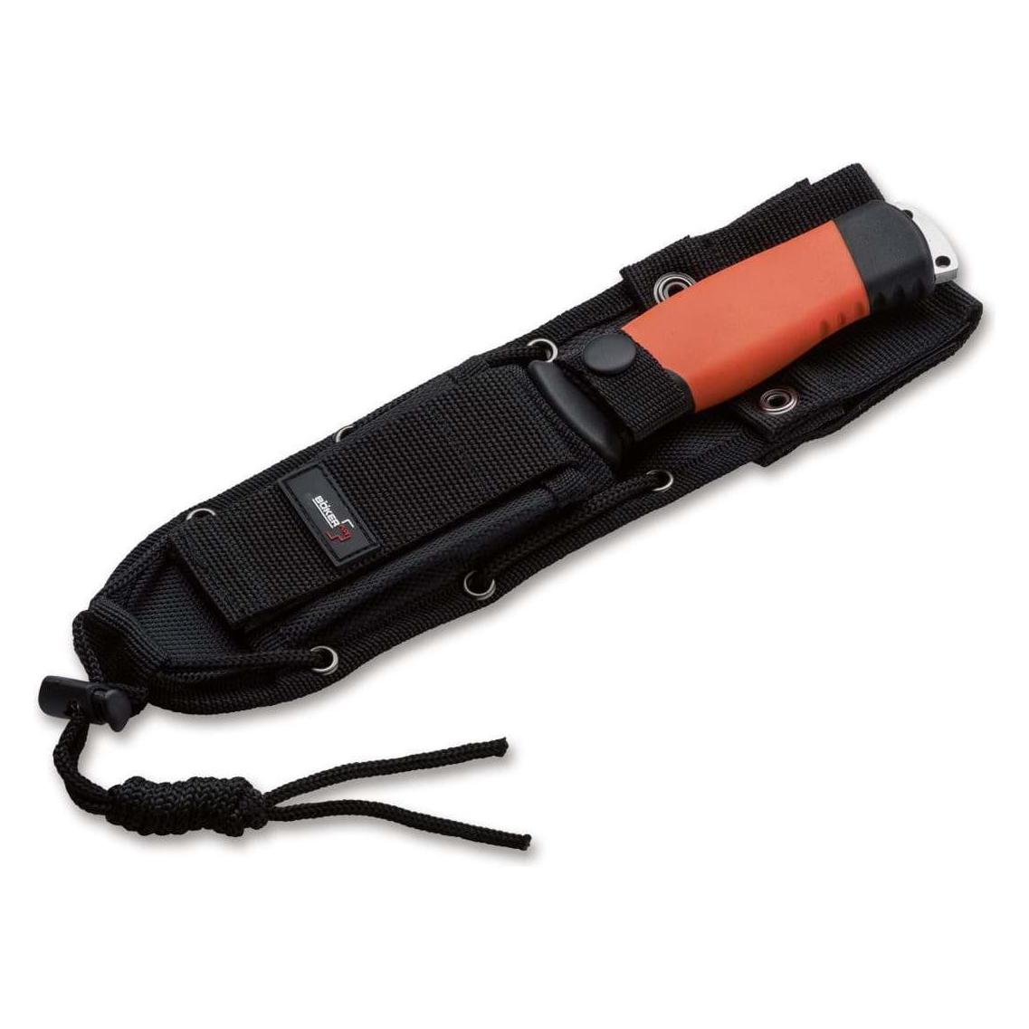 Böker Plus 02BO014 Outdoorsman XL Feststehendes Messer aus 12C27-Stahl und Gummi in der Farbe Orange (11.30 cm) (02BO014)