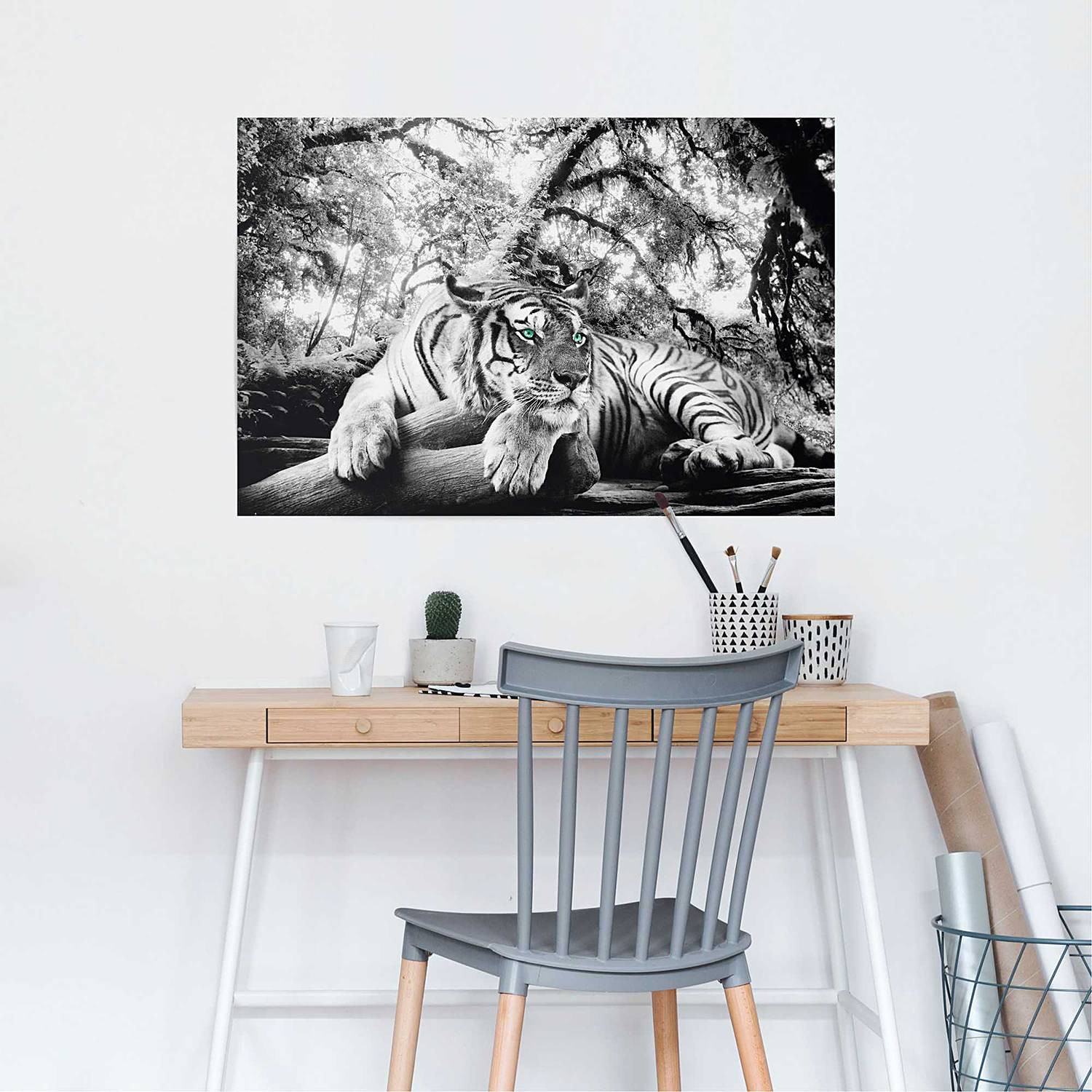 home24 Poster Tijger zwart papier, Breedte: 61 cm, Hoogte: 92 cm
