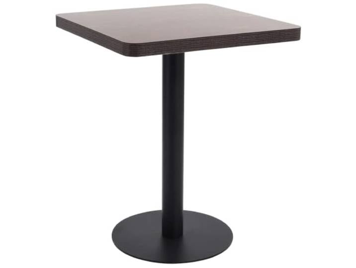 HEFZGDB Bistrotisch Dunkelbraun 60x60 cm MDF Tischplatte mit Holzmaserung und Stahlgestell für Restaurant Cafe Bar Einzelstück
