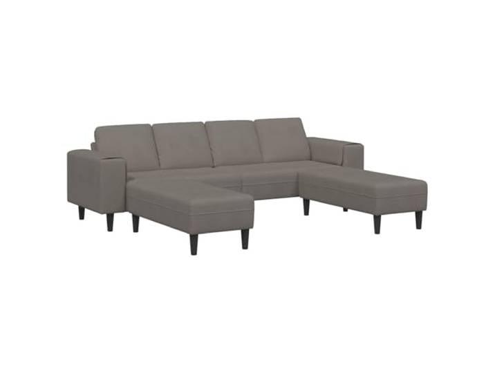 KUTYWEXFM U-Form Sofa Hellgrau 250x188x76 cm Cord Couch 4-Sitzer Gemütliche Eckcouch aus atmungsaktivem Cordstoff mit Federkern und schlichten Armlehnen fürs Wohnzimmer.
