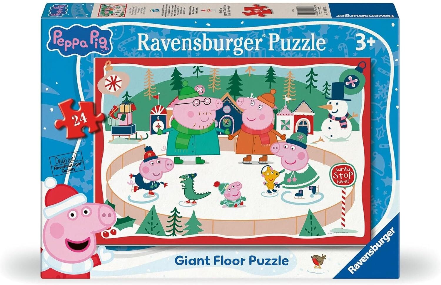 Ravensburger Peppa Pig Christmas 24 Piece Giant Floor Puzzle, 24 Large Pieces, Peppa Pig Theme, Christmas Puzzle, Jigsaw Puzzle for Kids