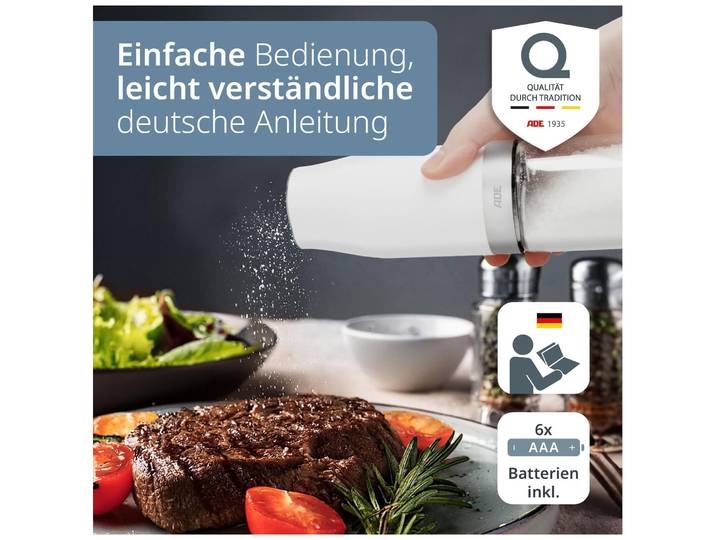 Gewürzmühle ADE Weiss Edelstahl/ABS/Keramik/Glas H 18.3 cm