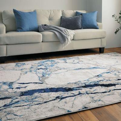 Feizy-Ds Crew Rectangle Rug Ivory/Blue, 5' x 8', Ivory/Blue