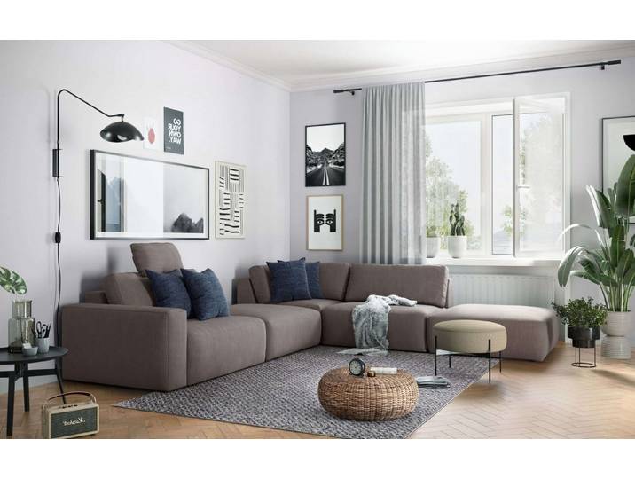 COTTA Ecksofa Lasso, Verstellbare Kopflehnen, frei im Raum stellbar