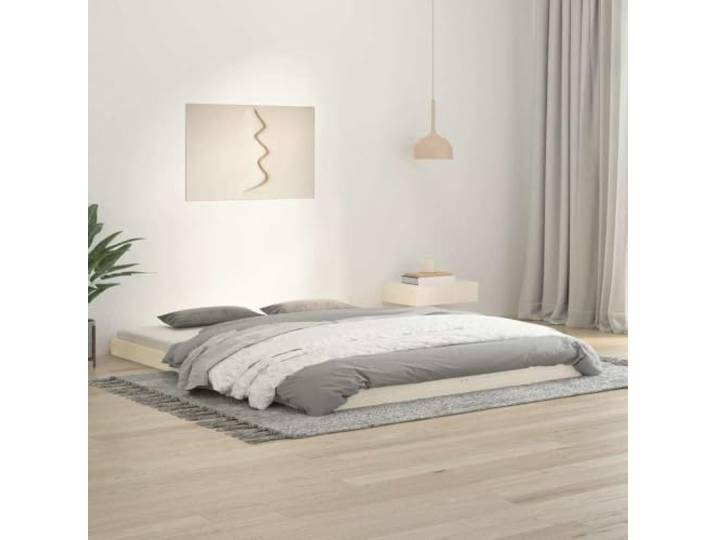 RJPLMFV Bettgestell, Kiefernholz, massiv, 160 x 200 cm, Weiß Lattenrost inklusive, stabile Struktur, modernes Design, ohne Matratze