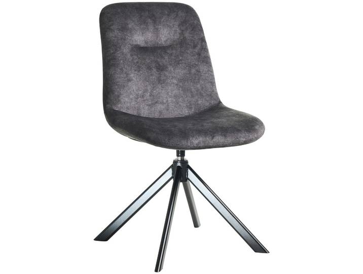 Celina Home Stuhl Turn, Schwarz, Grau, Metall, Drehkreuz, 51x89x61 cm, Sitzfläche 360° drehbar, Stoffauswahl, Typenauswahl, Esszimmer, Stühle, Esszimmerstühle, Vierfußstühle