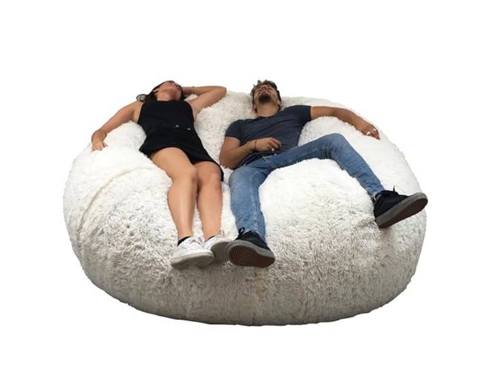 bananair - Sitzsack XXL mit Füllung für Erwachsene - Ultra Weich und Bequem mit Schaumstoff Füllung - Maschinenwaschbarer Bezug - Giant Bean Bag Chair, Sofa, Bed, Couch (180 cm, Weiß)
