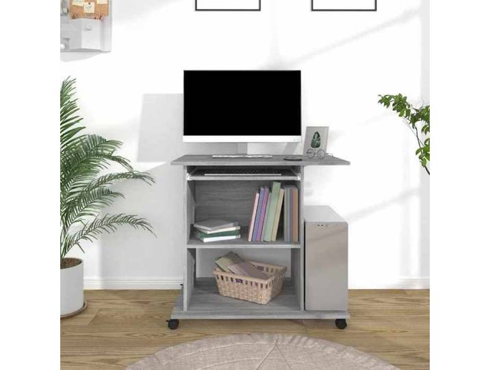 Meilleure MEUBLE Bureau d'ordinateur - FLOATING - Sonoma gris 80x50x75 cm Bois d'ingénierie&01_5168