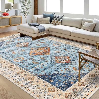 Garvee Traditional Stacked Medallion Print Area Rug