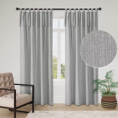 Awesome Home Linen Texture Tie Top Room Darkening Curtain Pair(2 panels)