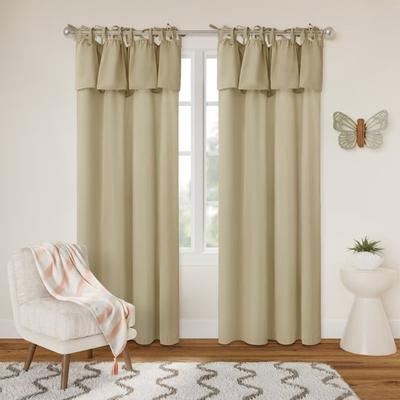 Awesome Home Recycled Cotton Blend Ruffle Tie-Top Curtain Pair