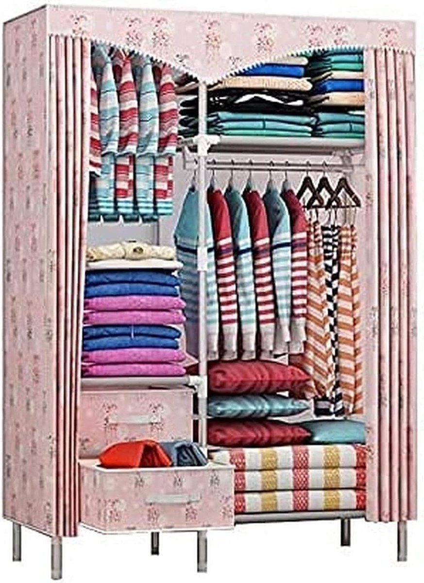 Draagbare kledingkast kledingorganizer met verhoogd voetontwerp - Grijs - B/D/H: 110 x 45 x 170 cm