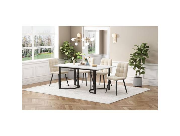 Set de Salle à Manger 5 pièces Plateau de Table en Table à Manger avec 4 chaises Set de Table de Cuisine Moderne pour Salon