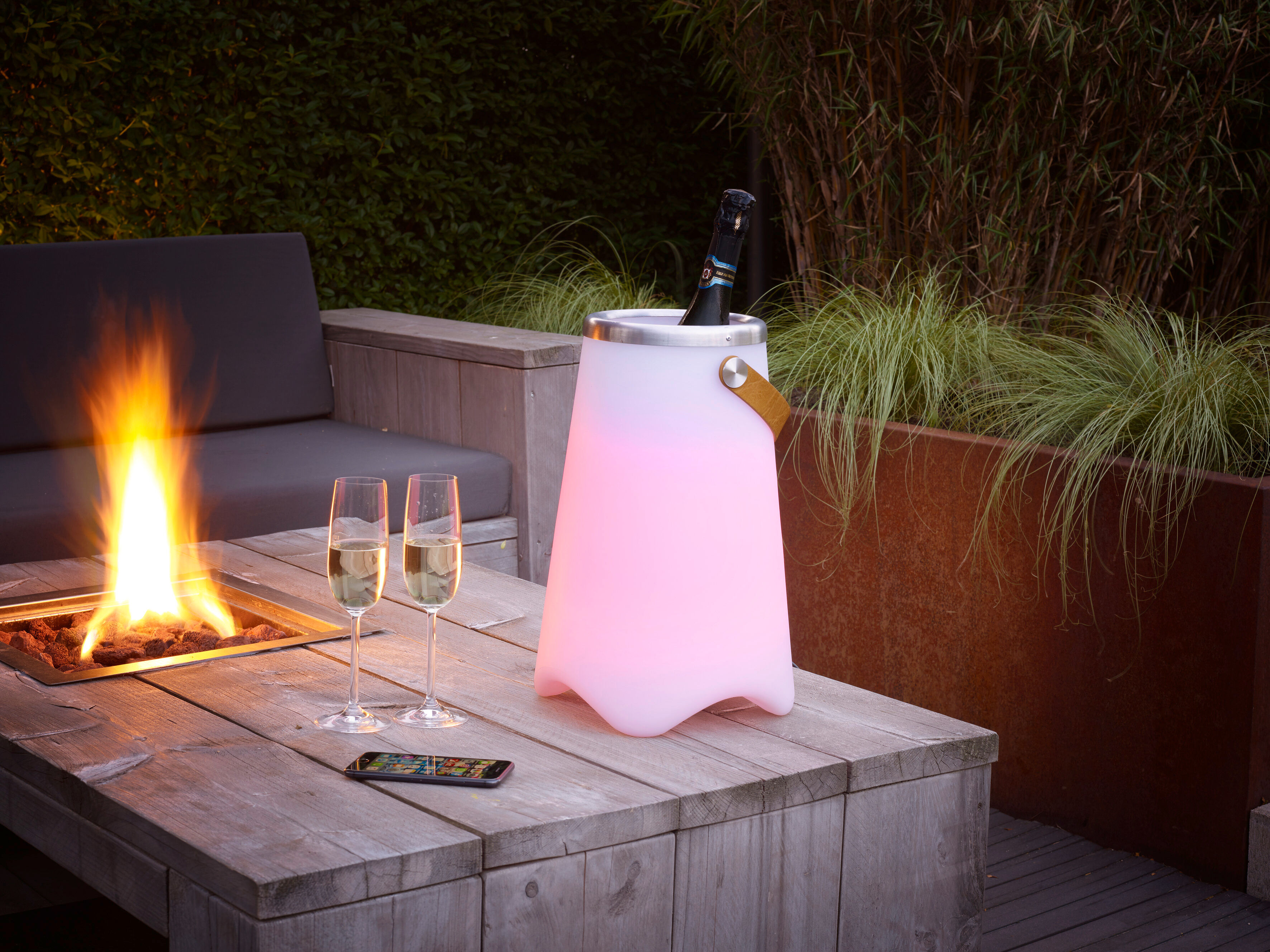 LED Außen-Tischleuchte REALITY LEUCHTEN "JAMAICA", weiß, H:38cm Ø:25cm, Leuchten, LED Außen-Tischleuchte, Outdoor-Sektkühler