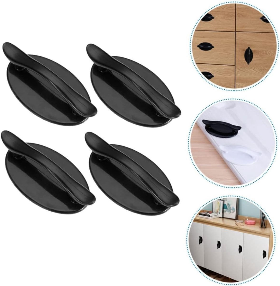 Set van 4 moderne zwarte zelfklevende kastgrepen