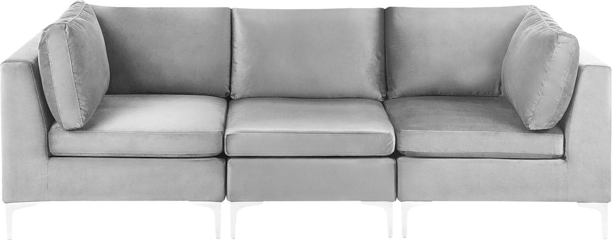 Beliani Driezitsbank - Grijs - Modern L-vormig Design