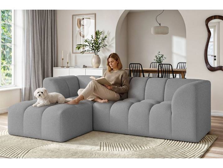 OTTO home Ecksofa TUURE L-Form, Verlässliche Qualität, moderne Steppung, Breite 255cm, Bubble Optik, moderne Steppung, hoher Sitzkomfort, Wellenunterfederung