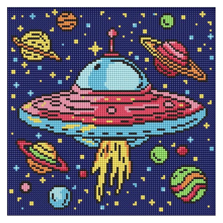 Ideyka Diamantmosaik Kinder - Weltraumreise 30x30cm (AMO8107)