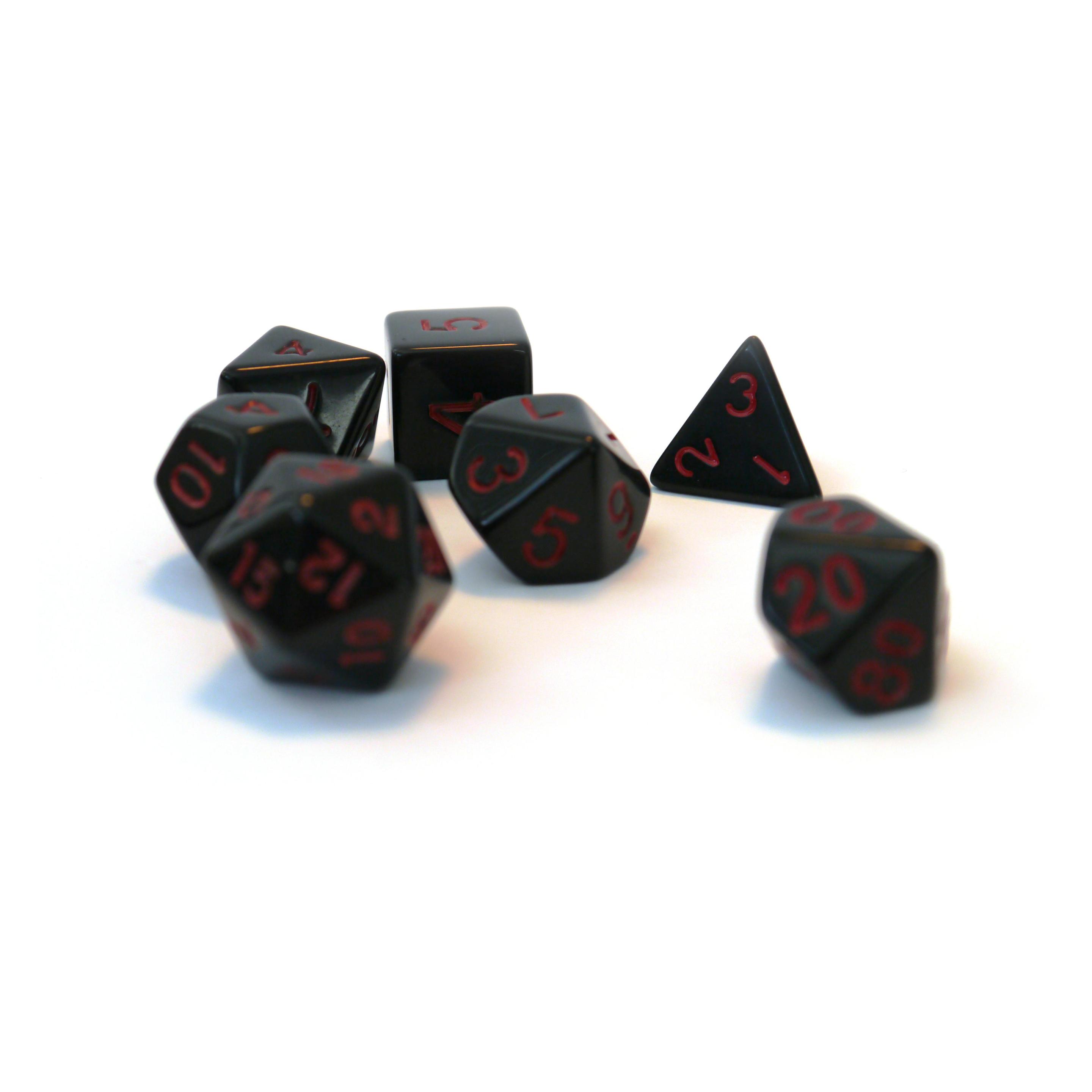 Dice4friends Würfelset Opaque: Black/Red (7) (DIC86049)