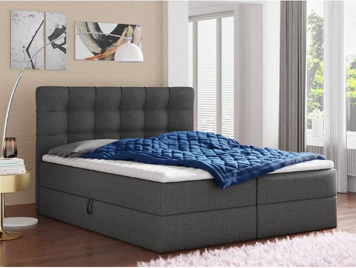 Sofnet BOXBETT, Dunkelgrau, H3, Rechteckig, 140x200 cm, Schlafzimmer, Betten, Boxspringbetten