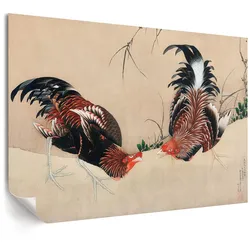 POSTER - 84x59 cm (A1) - Hokusai - Hähne