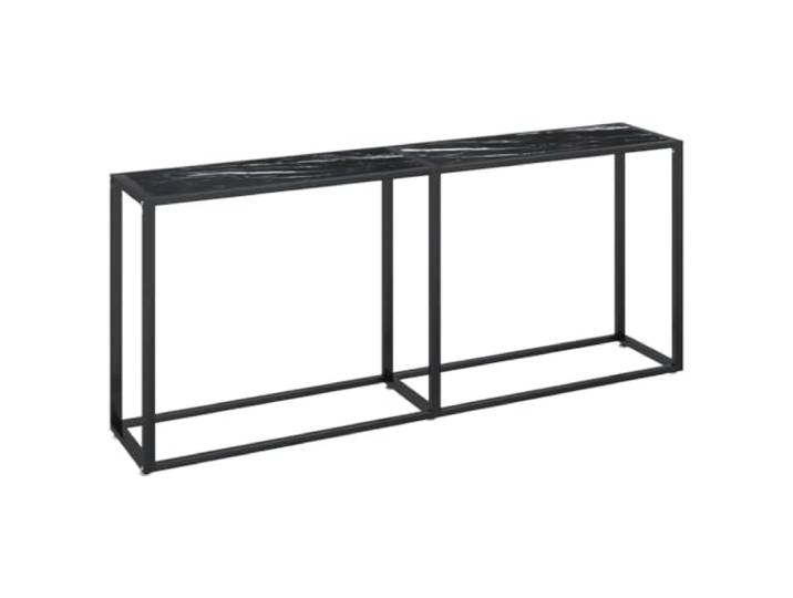 GPUTYGHN Konsolentisch Schwarz Marmor-Optik 180x35x75,5 cm Hartglas Hartglas Tischplatte, pulverbeschichteter Stahl, schmales Design, Flur & Wohnzimmer, feucht abwischbar