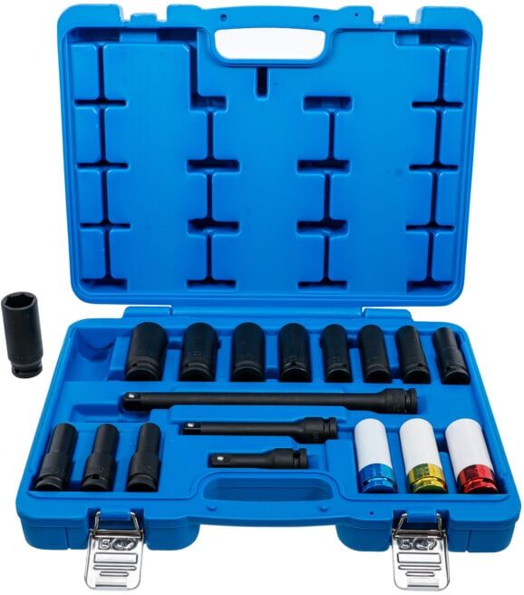 BGS technic BGS Jeu de clés à douille et douilles de protection puissantes, hexagonal, entraînement carré intérieur 12,5 mm (1/2