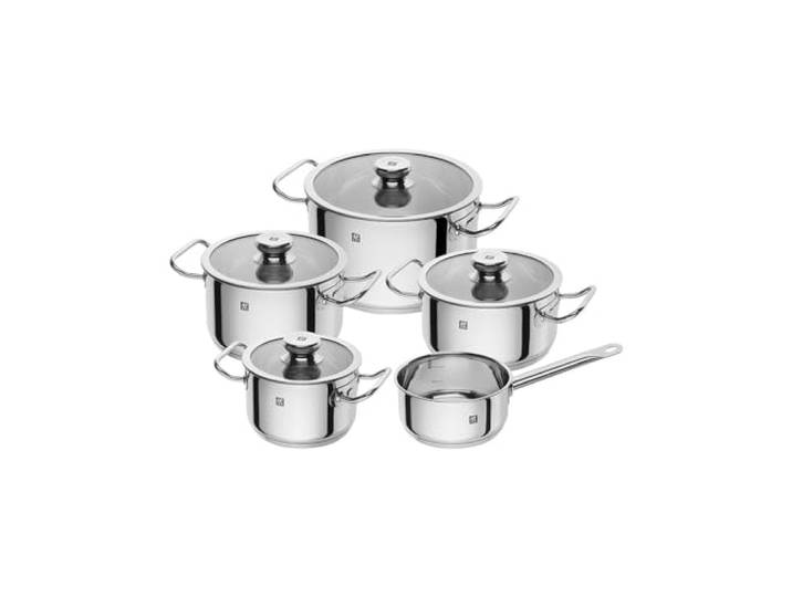 Zwilling Element 5-teiliges Kochgeschirr-Set 3-lagiger Boden Kratzfest 18/10 Edelstahlkörper Ofenfest Spülmaschinenfest Set; 4 Töpfe & Soßentopf Limitiert