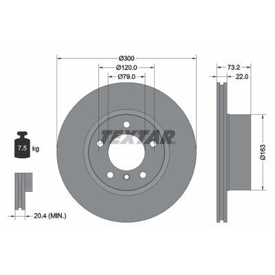 TEXTAR Bremsscheibe PRO+ 92238505 300mm 22mm für BMW