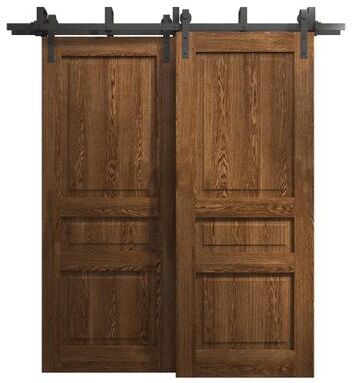 SartoDoors Ego 5012   Closet Door Bypass Barn Door   Solid Wood   Hardware Set   36x80, Oak Bedroom Door Bathroom Door