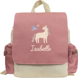 Kinderrucksack personalisierbar im Design "Einhorn und Vogel" in verschiedenen Farben