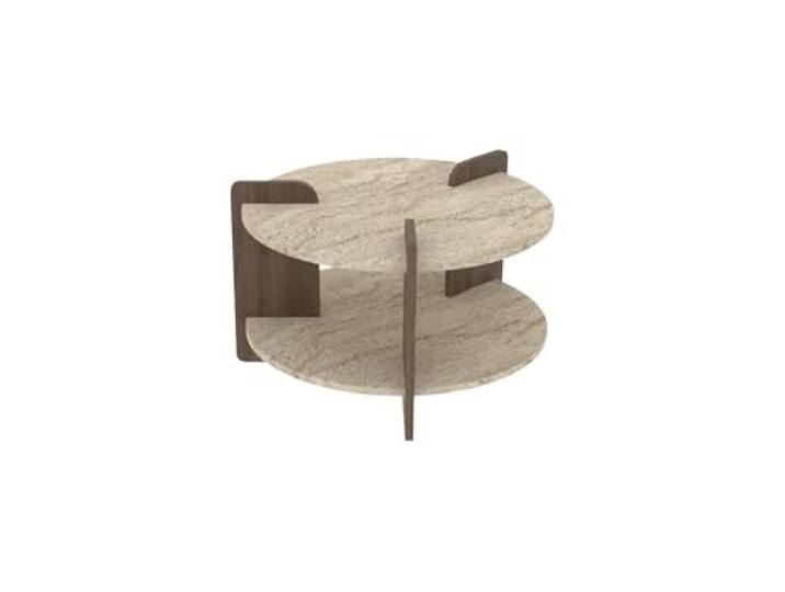 Hanah Home Modern Coffee Table, 70 x 45 x 70 cm, Travertine & Walnut 100% Melamine Coated Chipboard Stylish & Functional Design for Contemporary Living Spaces