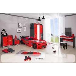 Kinderzimmer komplett Set Autobett Rio 5 teilig Rot