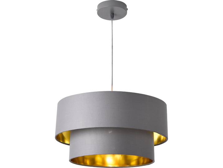Suspension E27 Plafonnier Suspension 40 cm Métal Tissu Gris Or [lux.pro]