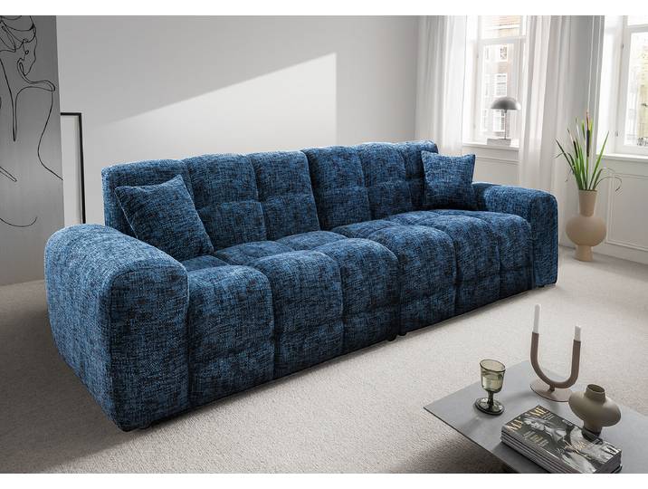 4-Sitzer Sofa Blau Strukturstoff Ruta 300 x 87 x 120cm Modern